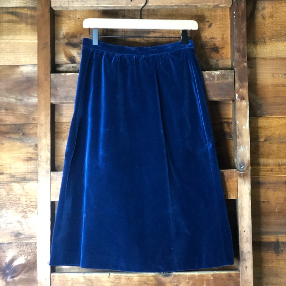 Vintage Blue Velvet A Line Skirt